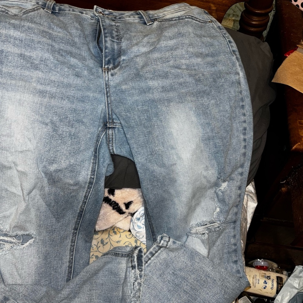 Distressed Light Blue Jeans